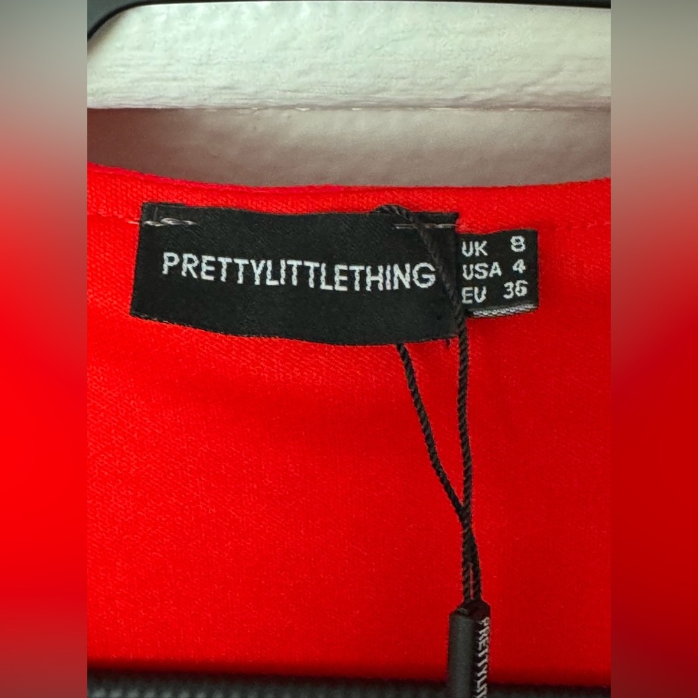PrettyLittleThing Red Chiffon Ruffle Layer Maxi Dress Size 4 - Picture 5 of 11